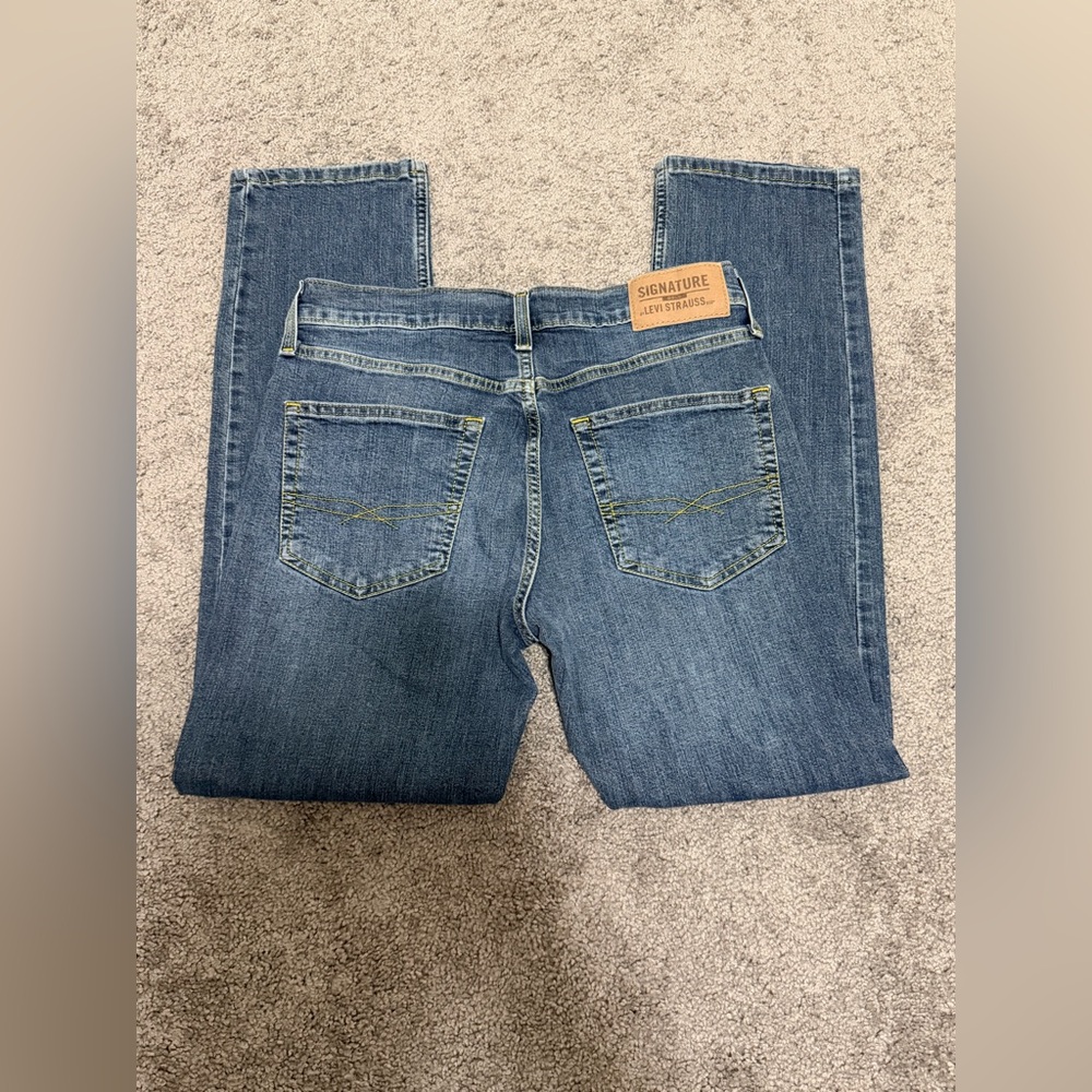 Signature by Levi Strauss Men’s Blue Straight Leg Jeans - Picture 4 of 7